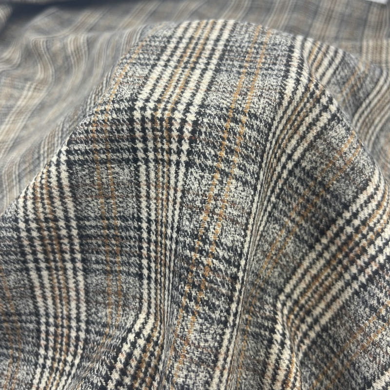 Geruite pied-de-poule-ruit, bruin metallic geweven stoffen voor kostuums 250515