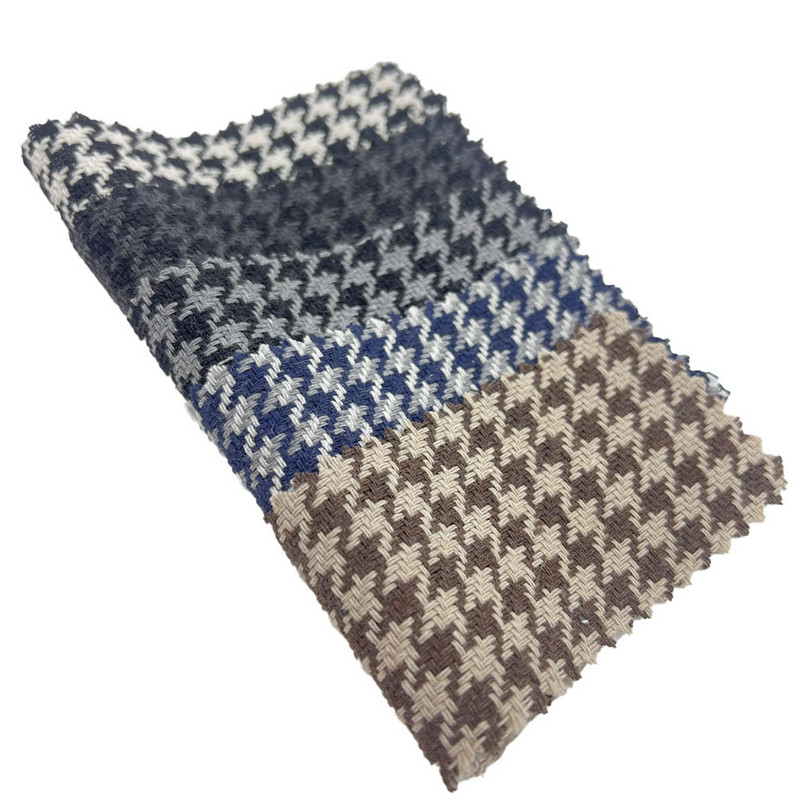 Donkergrijze pied-de-poule wollen geweven stoffen voor hoodies 3946