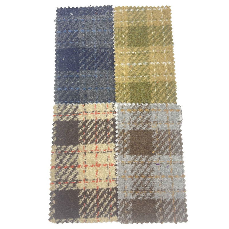 Twill gestreepte plaids wol jacquard groene tweed stoffen voor kleding 4144